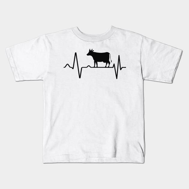 Cow heartbeat Kids T-Shirt by Foxxy Merch